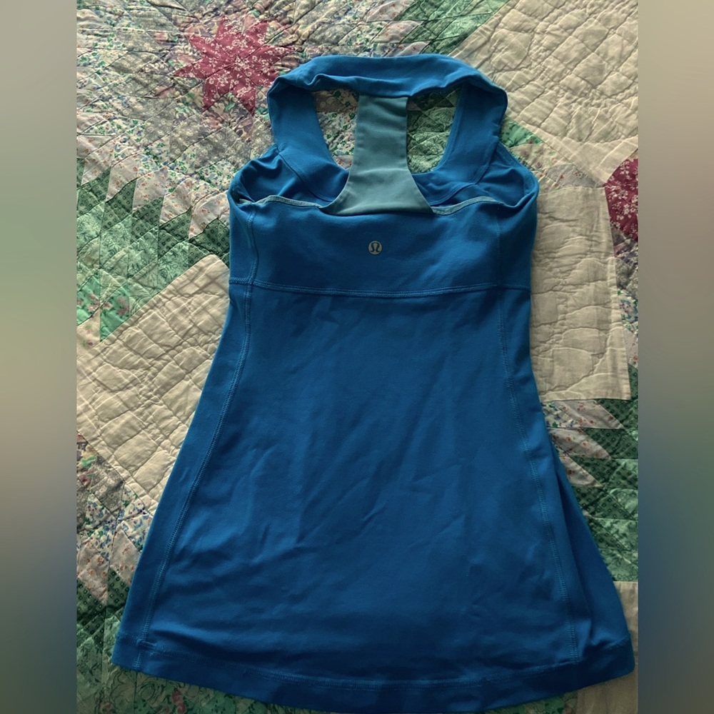 pretty blue LULULEMON halter neck tank top. slightly worn.